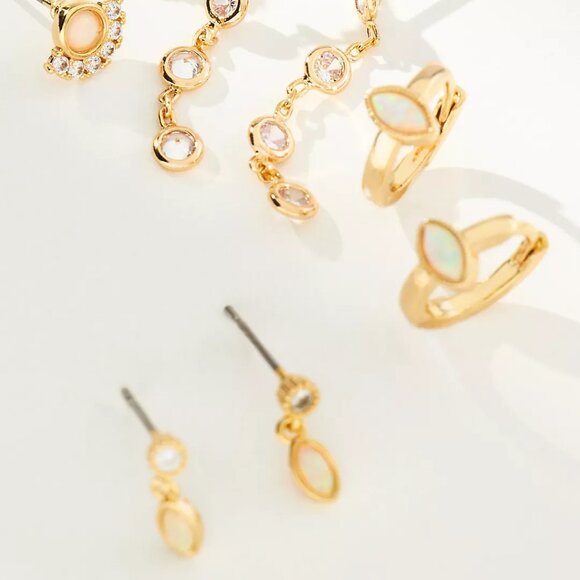 Anthropologie Crystal Opal Earrings, Set of 5 Pairs/NWT - Picture 3 of 9